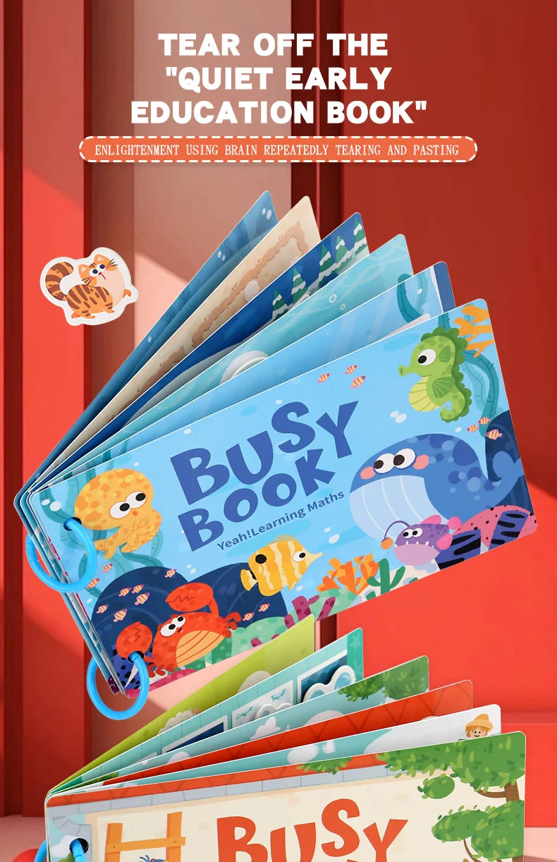 Neue Montessori-Szenenaufkleber für Kinder, DIY-Hand-on-Puzzle, wiederverwendbare Bücher, Cartoon-Lernkognitionsspielzeug für Kinder, Geschenk