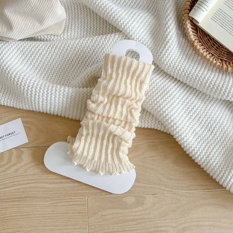 Herbst Winter Damen Beinwärmer Schwarz Weiß Gestrickte Fußabdeckung Lange Socken JK Japanische Mode Lolita Süße Mädchen Beinwärmer Neu