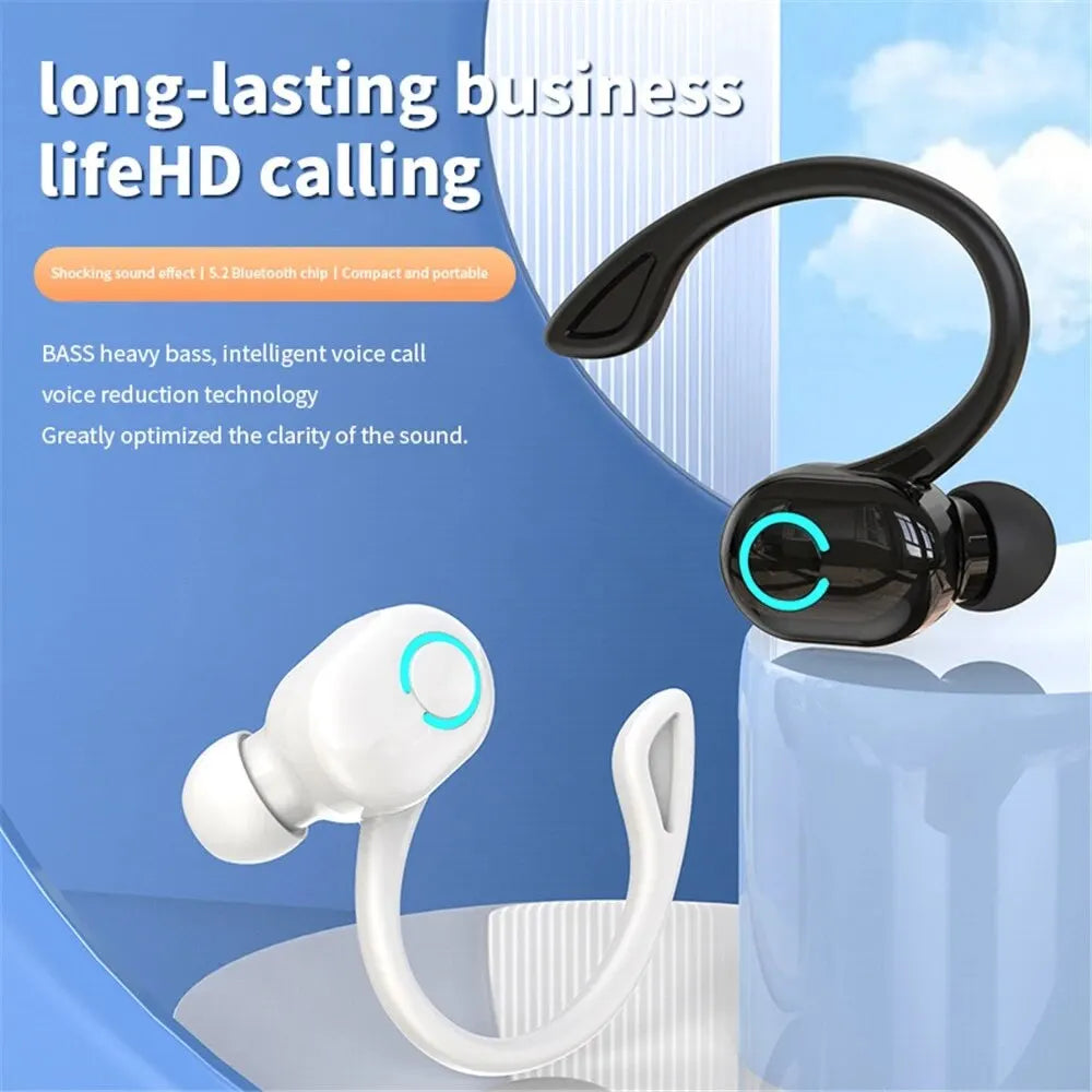 Bluetooth 5.2 Wireless Headset Einzelne Ohrbügel Ohrstöpsel Ultra Lange Akkulaufzeit Business Kopfhörer Handy Kopfhörer Ohrhörer