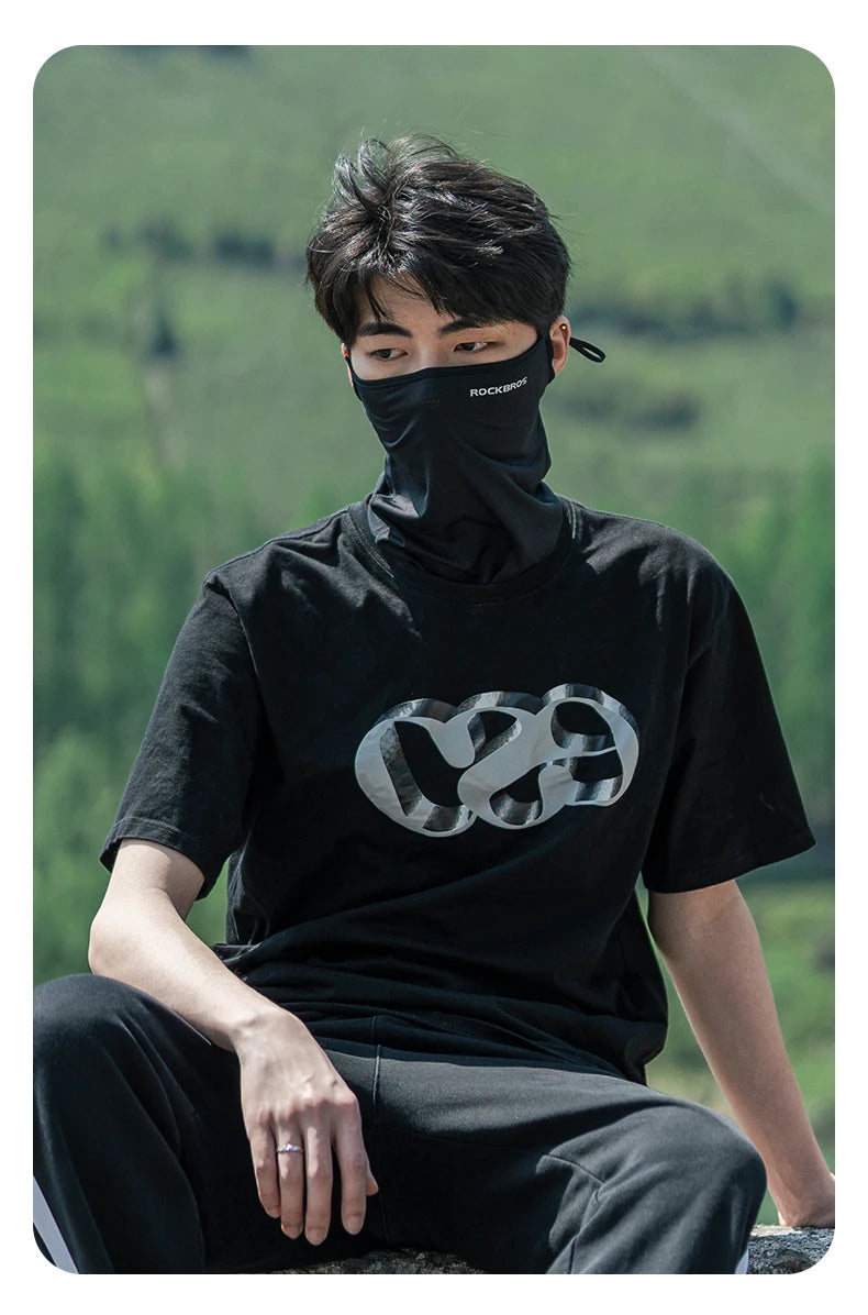 ROCKBROS Summer Ice Silk Cycling Face Mask Breathable Anti-UV Bicycle Face Neck Cover Bandana MTB Road Sport Hanging Ear Scarf