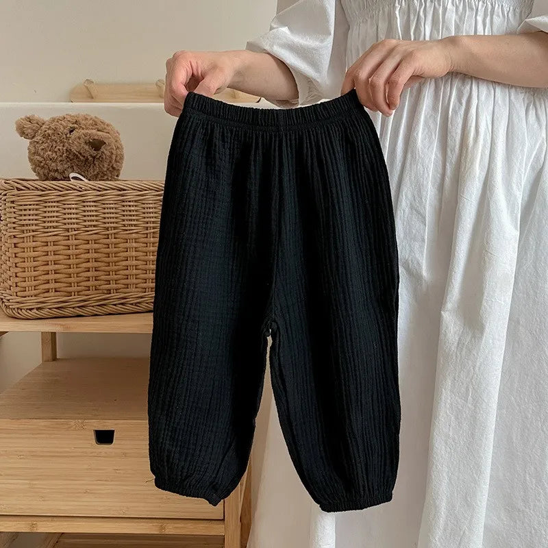 Einfarbig Einfache kinder Hosen Sommer Kleidung Dünne Lose Kinder Anti-moskito Hosen Baby Mädchen Pumphose Casual Hosen