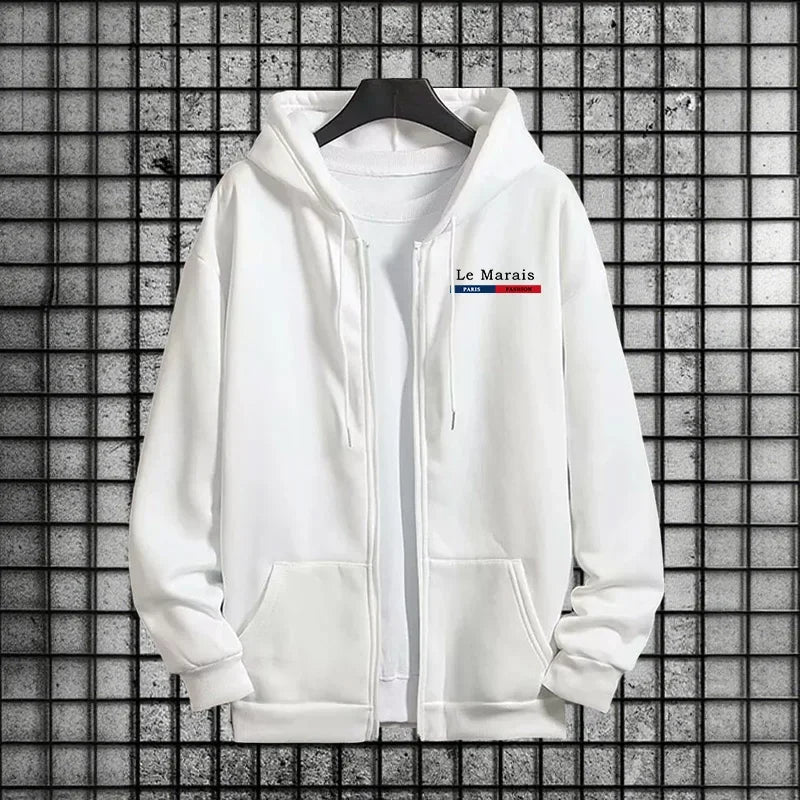 Herbst Winter Sportlicher Stil Paris Le Marais Print Herren Trainingsanzug Set 2-teilig Hoodie mit Jogginghose Urban Streetwear Outfit