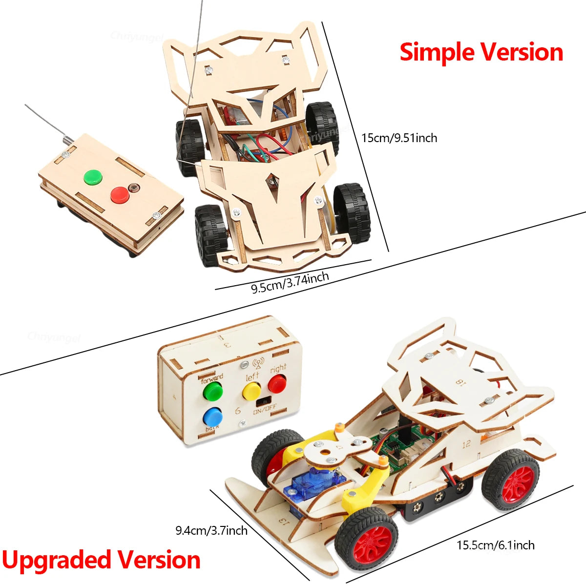 DIY Holz Fernbedienung Auto Mini Allradantrieb Rennwagen Wissenschaft Experiment Kits STEM Lernspielzeug für Teenager Kinder Geschenke