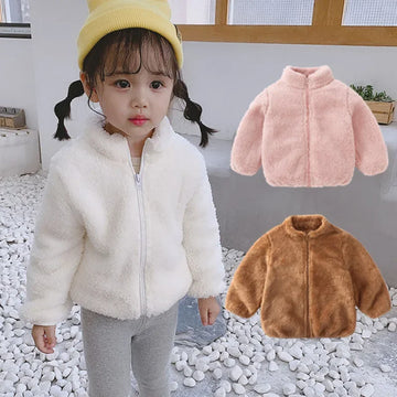 Rosa Mädchen-Jacken, Herbstmantel, Winter-Thermo-Fleecejacke für Kinder, 1, 2, 3, 4, 5 Jahre, Kindermäntel, warme koreanische Oberbekleidung