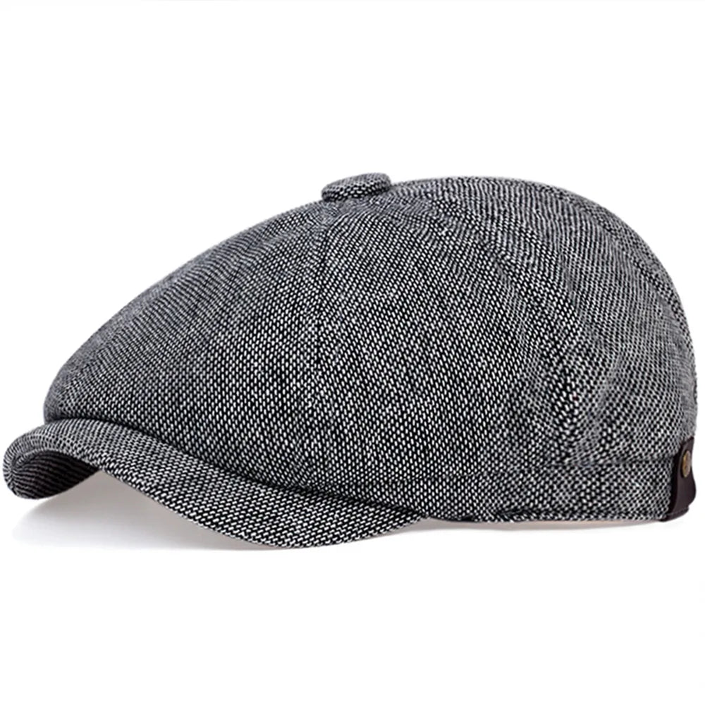Retro Newsboy Caps für Herren, achteckige Hüte, britische Malerhüte, Herbst-Winter-Baskenmützen, Fischgrätmuster-Flatcaps, Hip-Hop-Baskenmützen, Gorras
