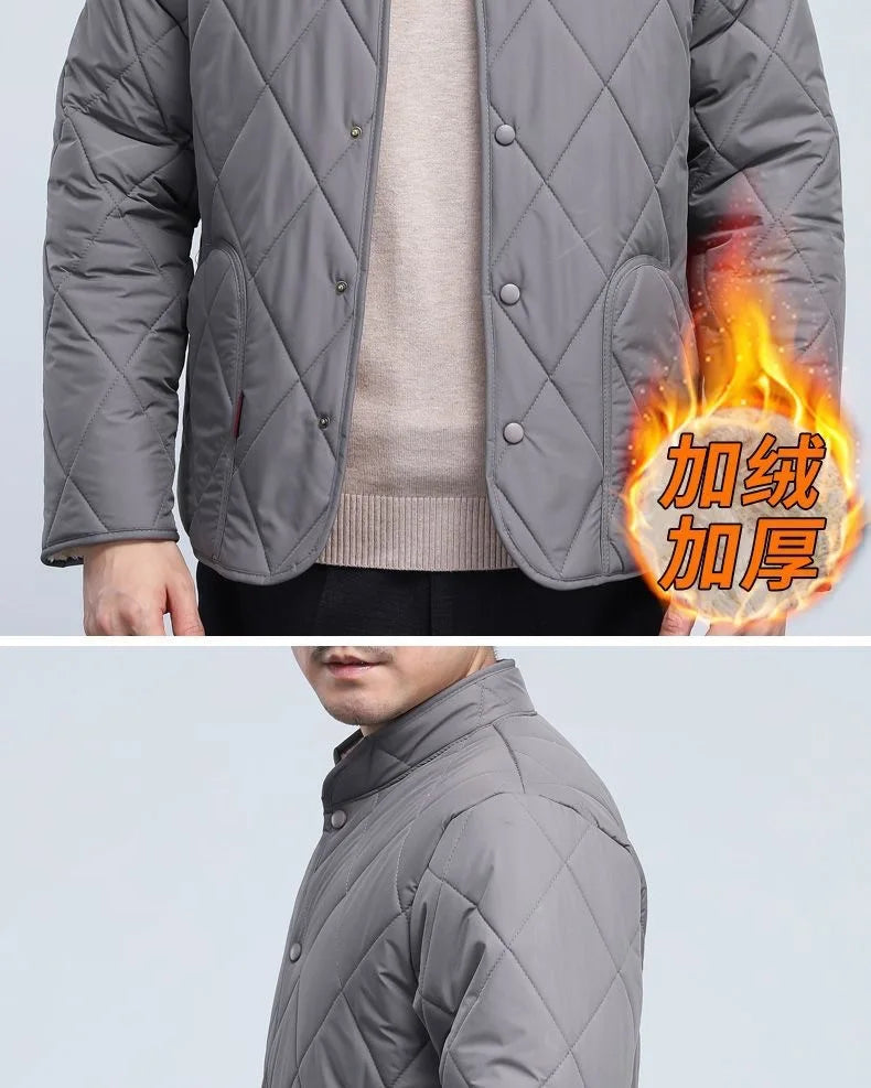 Neue Lammfell-Baumwolljacke für Ältere Herren, Dicke Fleece-Gefütterte Lockere Warme Winterjacke für Väter und Großväter