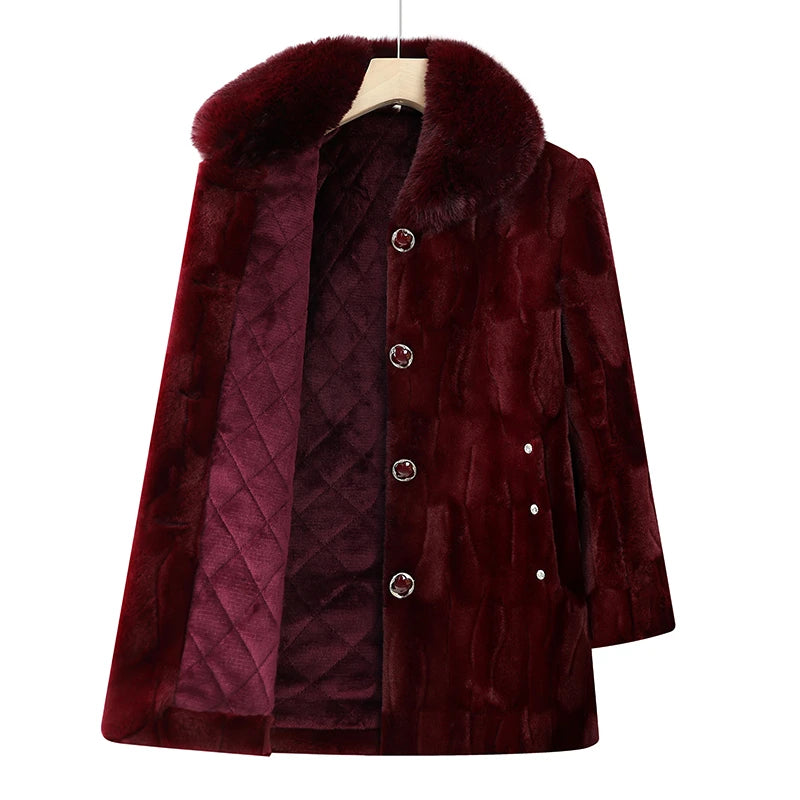 Große Größe mittleren Alters ältere Frauen Nerz Mantel Winter verdicken Baumwolle gepolsterte Kunstpelz Jacke High-End Oma Samt Pelzmantel
