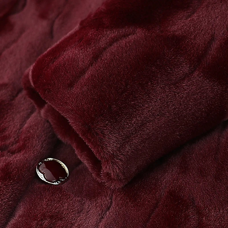 Große Größe mittleren Alters ältere Frauen Nerz Mantel Winter verdicken Baumwolle gepolsterte Kunstpelz Jacke High-End Oma Samt Pelzmantel