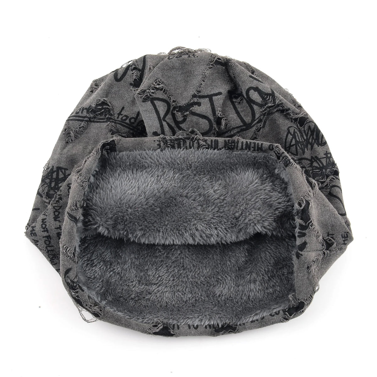Beanie-Mütze mit Buchstaben-Aufdruck für Damen und Herren, Vintage-Design im Distressed-Look  Wasteland Style Frühling Sommer Warmer, mit Fleece gefütterter Winter