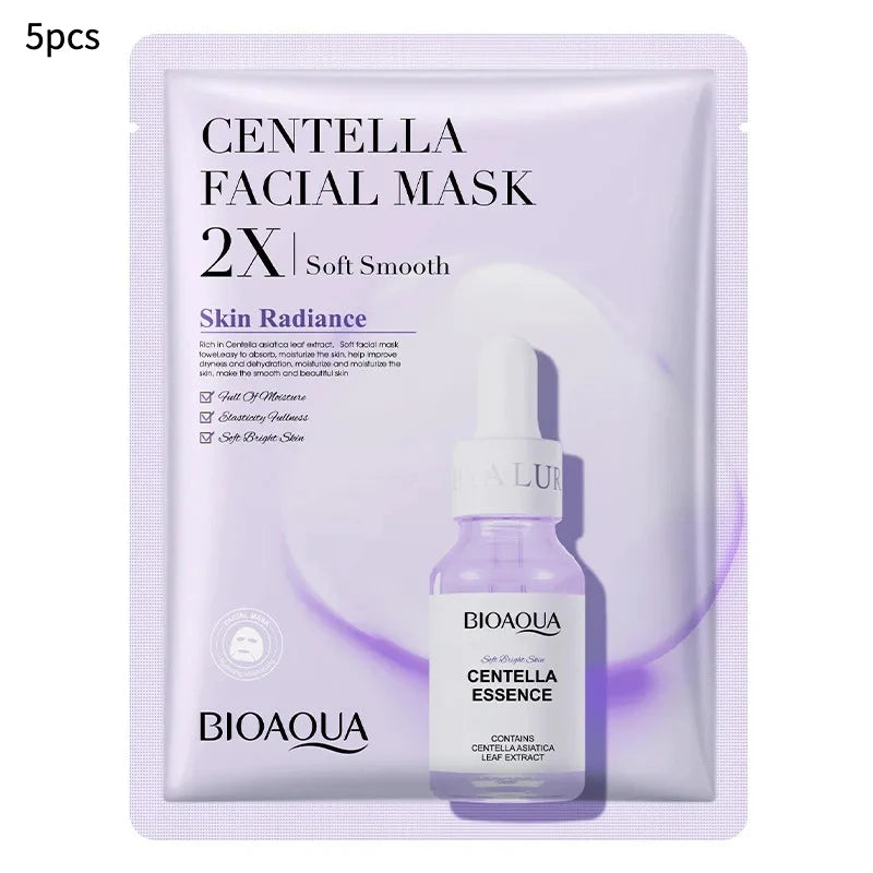 20 Stück/5 Stück Centella Collagen Gesichtsmaske VC Feuchtigkeitsspendende erfrischende Blattmasken Hyaluronsäure Gesichtsmaske Hautpflegeprodukte