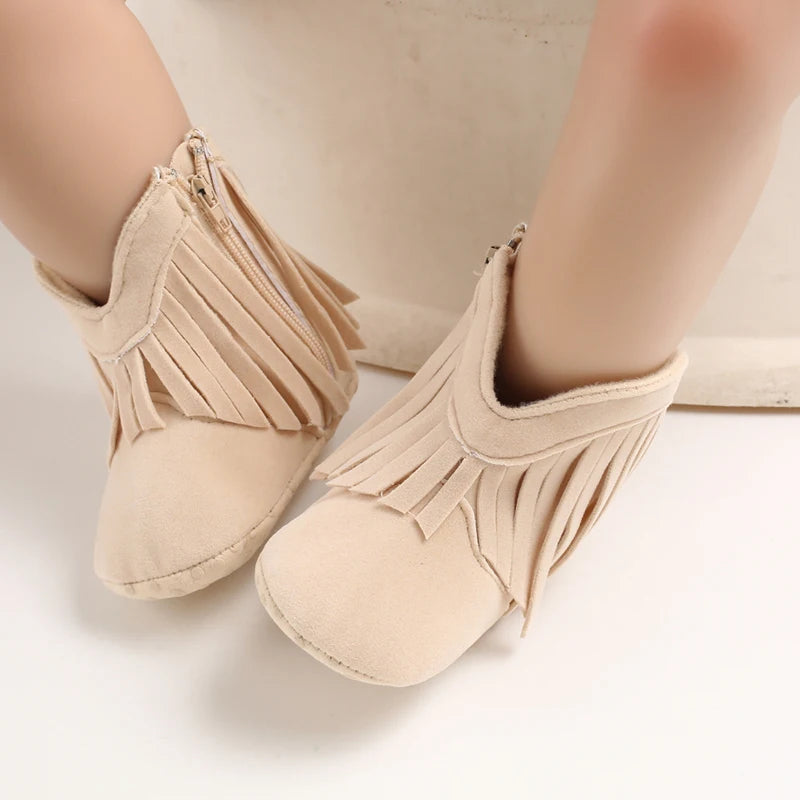 Winterstiefel für Babys, Jungen und Mädchen, 0–12 Monate, Western-Denim, Lauflernschuhe, warm, lässig, modisch