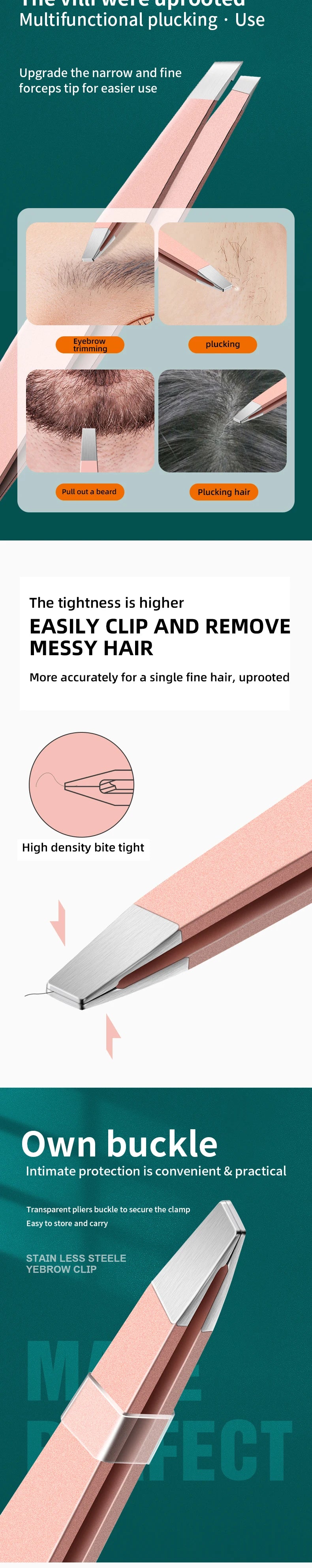 Ouriner Augenbrauenpinzetten-Set, 4-teilig, Edelstahl-Augenbrauenpinzette, professionelles Beauty-Tool-Set für das nach innen gerichtete Haarwachstum