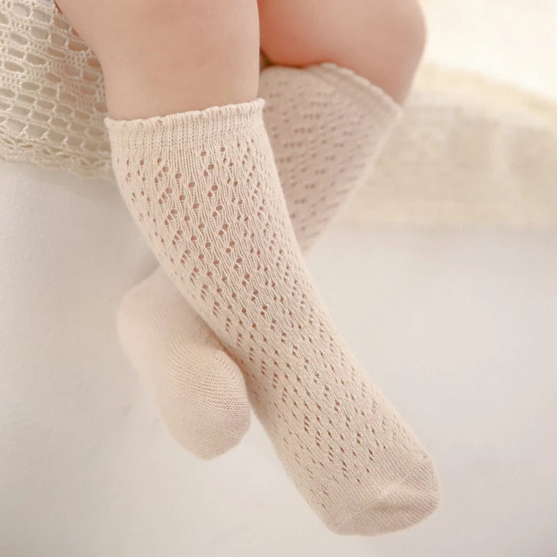 Baby Mädchen Prinzessin gestrickte Netz socken Sommer weiche Kleinkind Mädchen Knies trümpfe Baumwolle Kleinkind Neugeborene Mädchen lange Röhren strümpfe