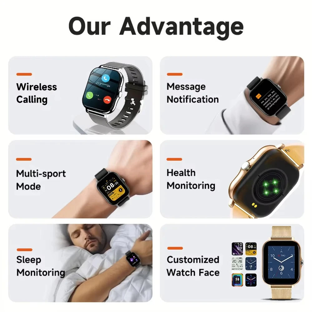 LAXASFIT 2025, neue Smartwatch für Männer und Frauen, Geschenk, voller Touchscreen, Sport-Fitness-Uhr, Bluetooth-Anruf, digitale Smartwatch