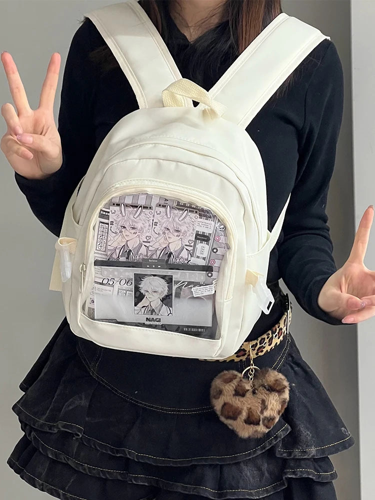 Y2K Nette Mini Rucksack Frauen Kawaii Ita Tasche Süße Mädchen Transparent Rucksack DIY Persönlichkeit Display Rucksack Lolita Schulter Tasche
