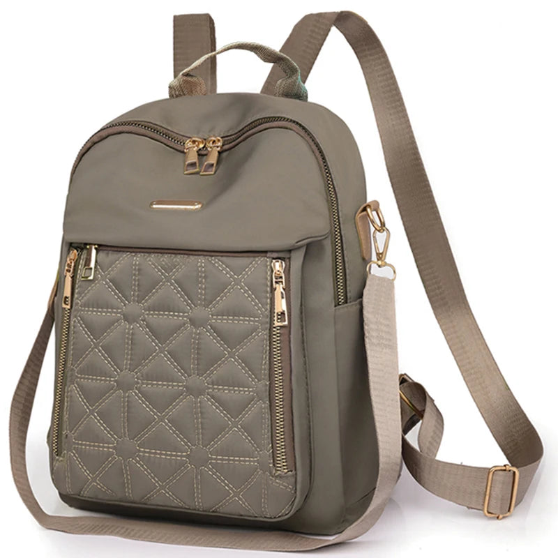 Eleganter Damenrucksack mit geprägtem Muster, gepolsterter Riemen, diebstahlsicherer Rucksack, geeignet für Schule und kurze Reisen