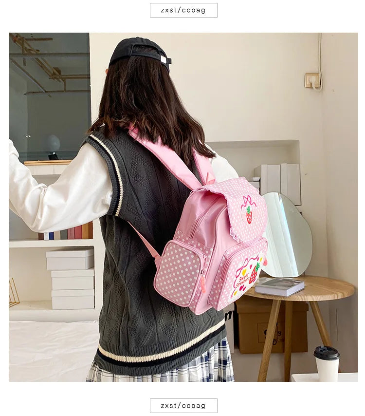Strawberry Embroidered Backpack