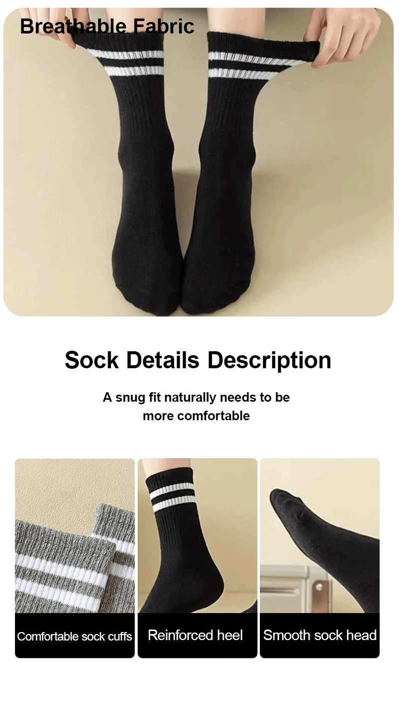 3/6 Paar Damen-Mid-Tube-Socken, einfarbig, Herbst und Winter, atmungsaktiv, bequem, Sport, schweißabsorbierend, Herren- und Damensocken