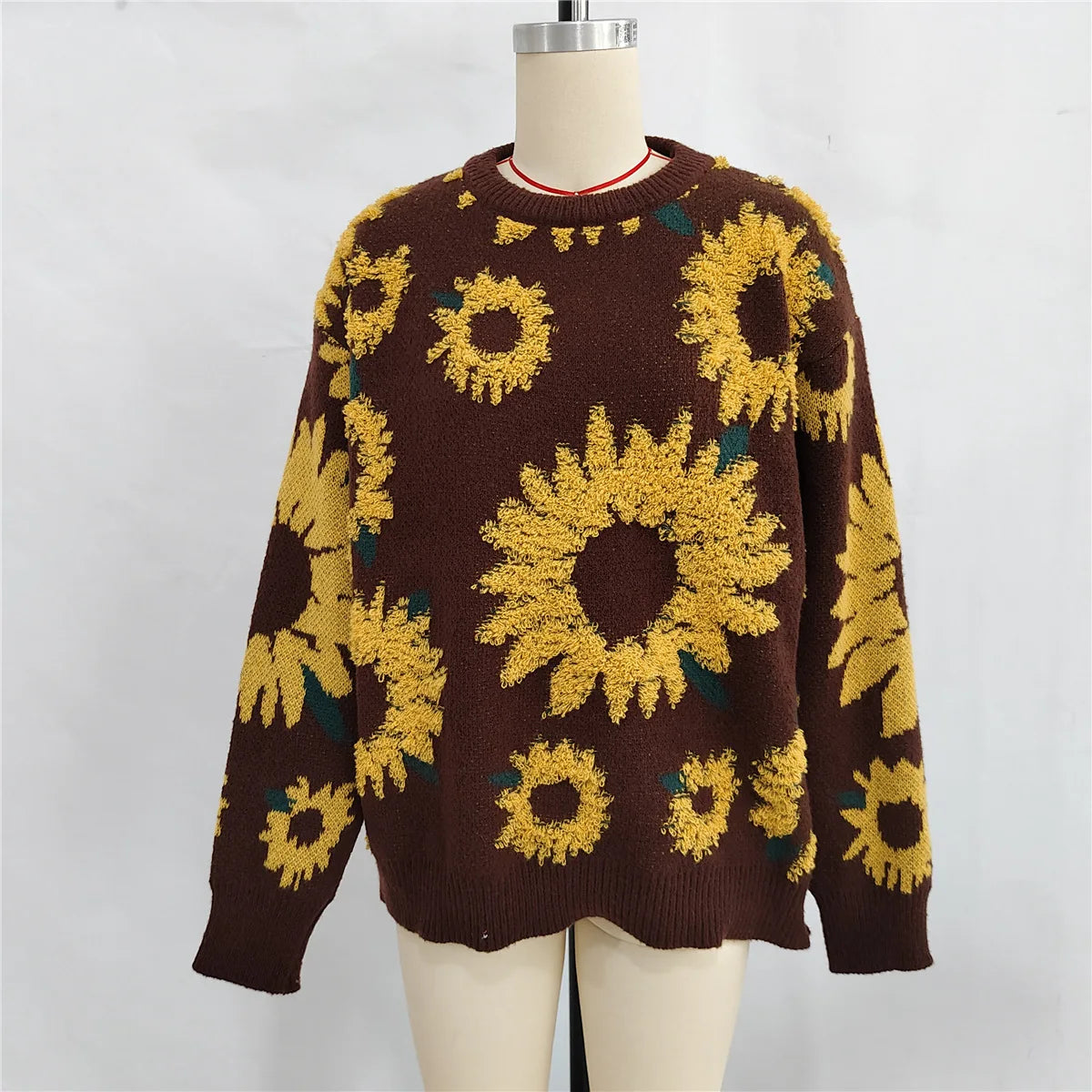 Damen Herbst Pullover Damen Mode Rundhalspullover mit Blumendruck, vielseitig einsetzbar für Herbst und Winter Herbst Pullover Damen