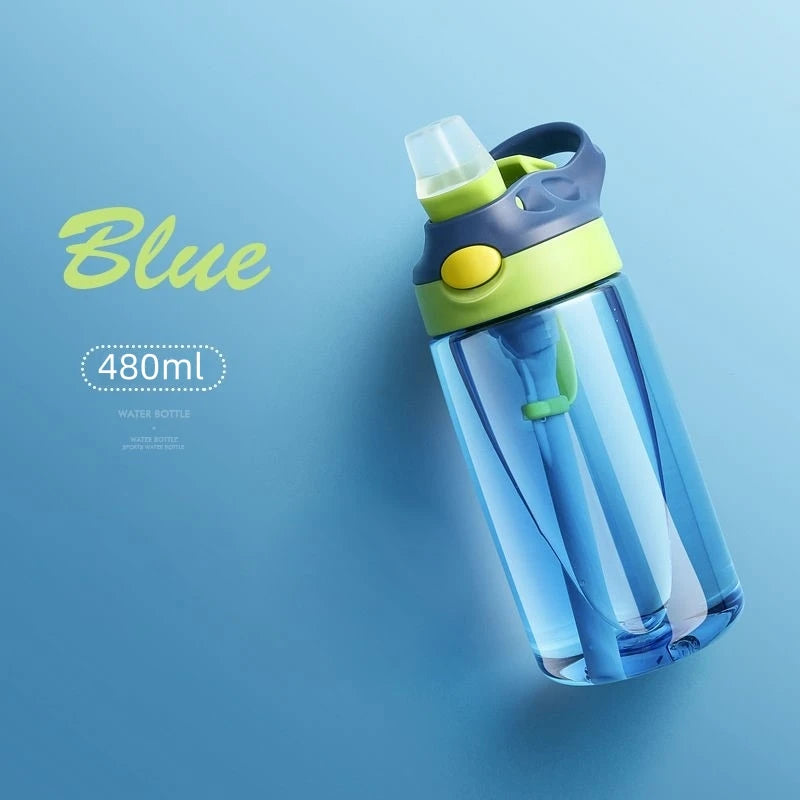 480 ml Baby-Fütterungsbecher, auslaufsichere Wasserflasche mit Strohhalm, tragbar, für Reisen, Fitnessstudio, Camping, Flasche, Safttrinkflasche für Kinder