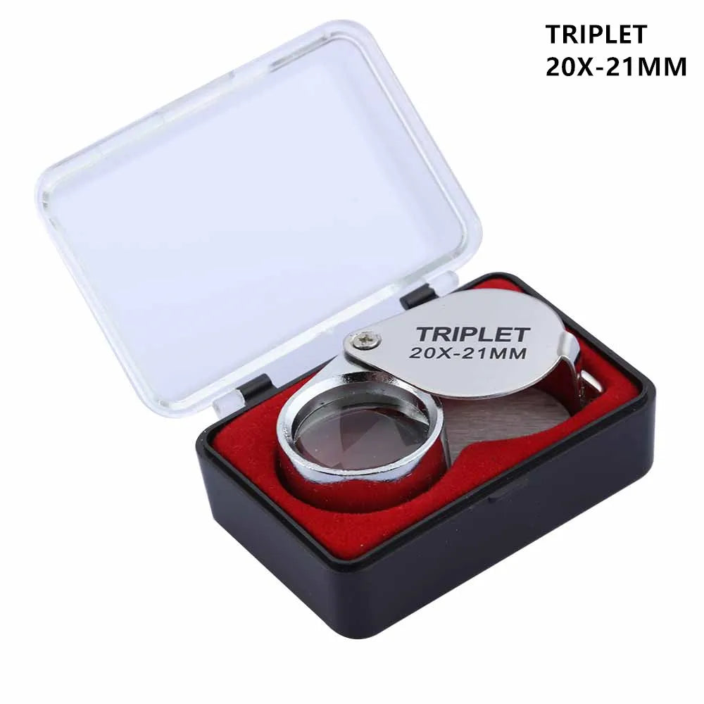 10-30x Pocket Magnifier Magnifying Glass Jewelry Loupe Foldable Diamond Lupa Triplet Jewelers Eye Glass Tool Reading Magnifier