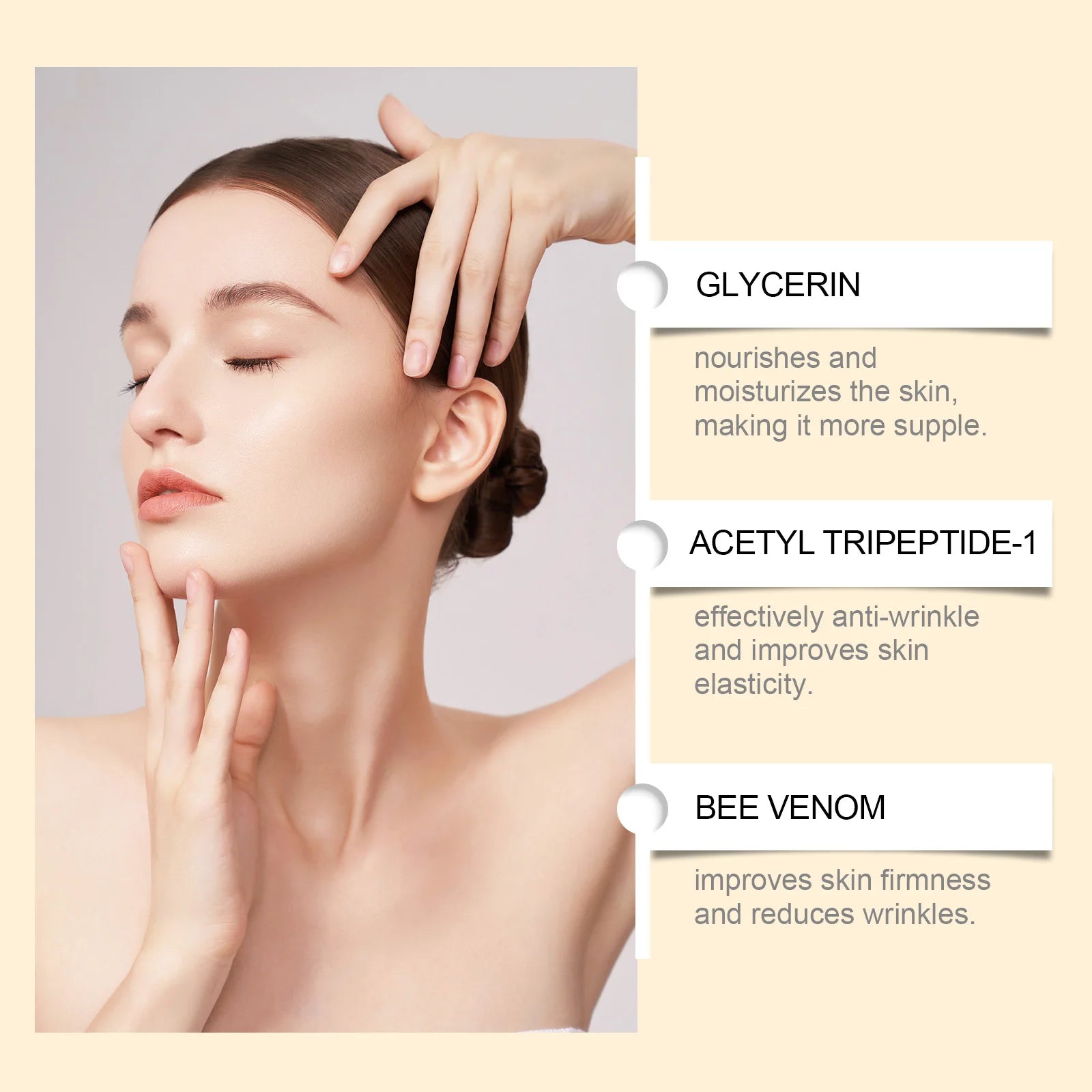 Bee Venom Straffende Creme für schlaffe Haut, Lifting, Straffung, Anti-Falten, Verblassen feiner Linien, feuchtigkeitsspendende Multi-Action-Körpercreme
