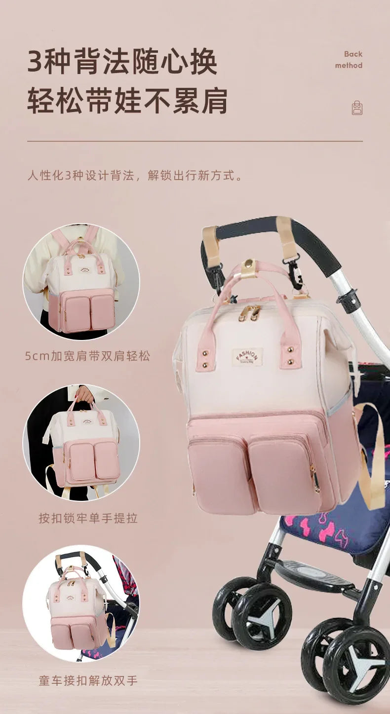 Multifunktionale Mama-Taschen mit großem Fassungsvermögen für Ausflüge, Reiserucksack, wasserdicht, tragbar, Mutter- und Babytasche, Damen-Rucksack