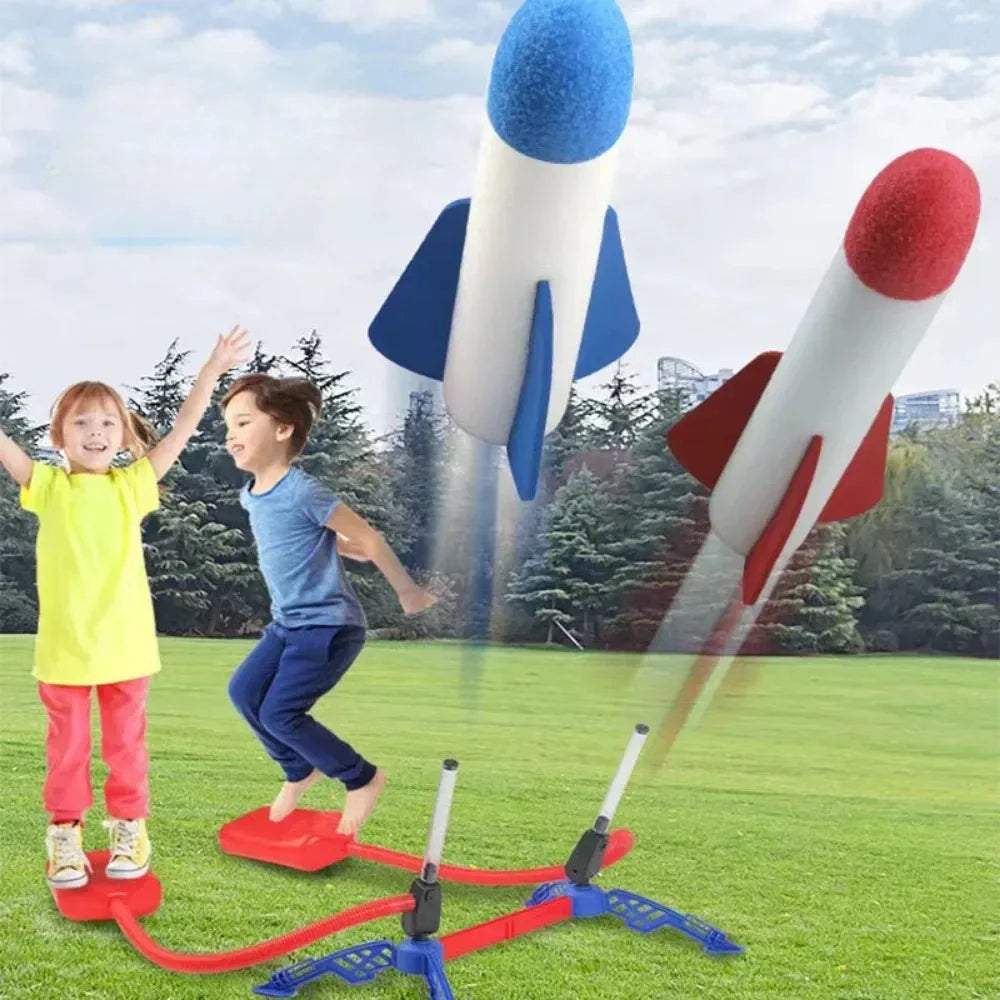 Kinder im Freien Rakete Fuß pumpe im Freien Luft pressen hoch fliegende Rakete Anzug springt luft betriebene Raketenwerfer Spiel Kinder Spielzeug Geschenke
