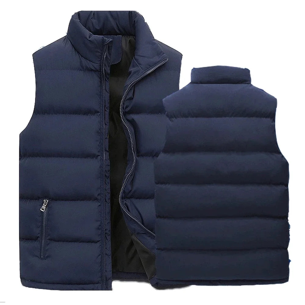 Herren Weste Jacke Warm Ärmel Jacken Winter Wasserdicht Zipper Mantel Herbst Stehkragen Casual Weste Marke Kleidung
