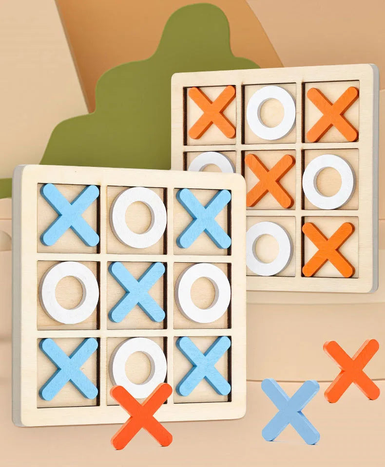 Montessori XO Schach Puzzle 3D Geometrische Formen Brettspiele Für Kinder Kinder Pädagogisches Holz Spielzeug