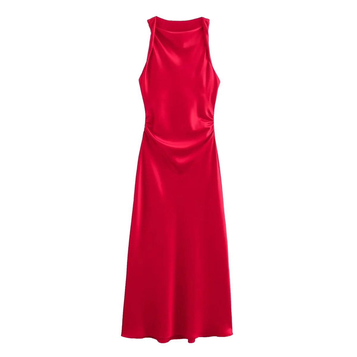 Satin Lange Kleider für Damen 2026 Sommer Slip Midi-Kleid Sexy Abendkleid Ärmellos Elegante Damenkleider