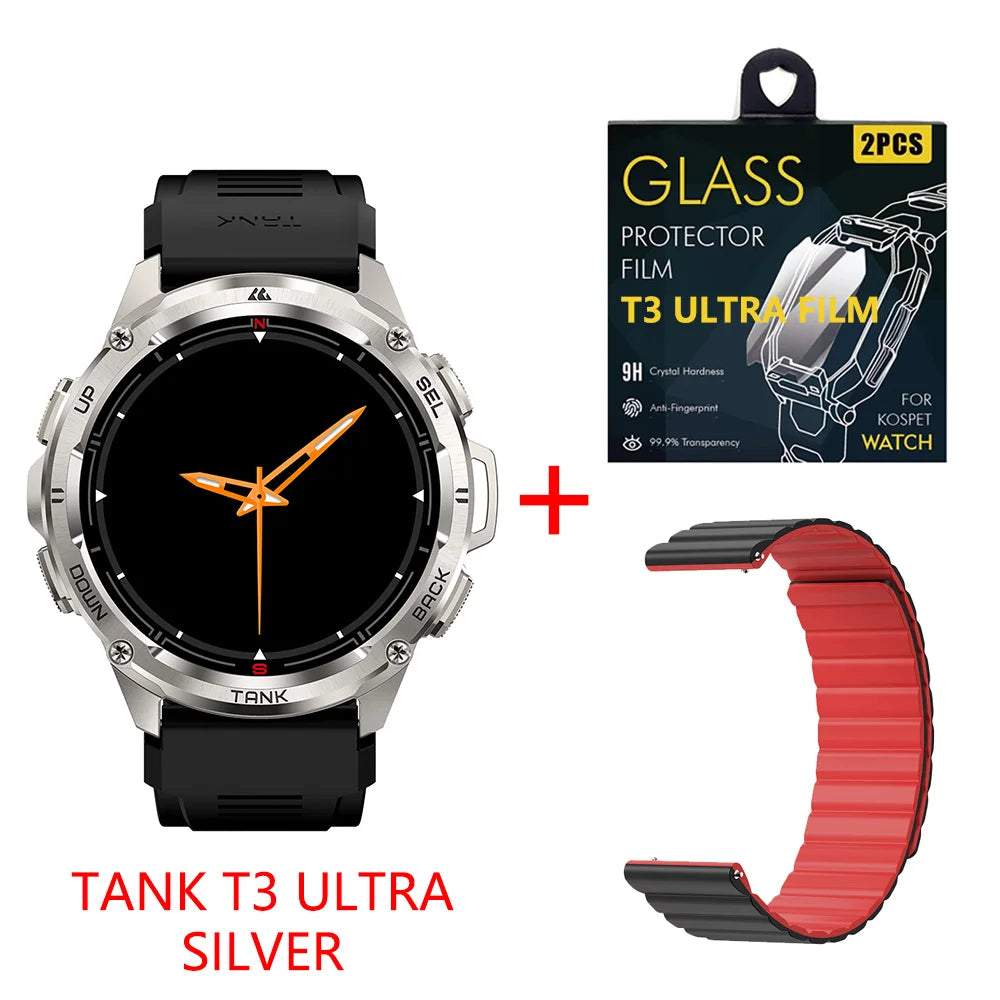 2025 KOSPET TANK T3 Ultra GPS Smart Uhr Für Männer Smartwatch Frauen 470 mAh Batterie Digitale Fitness AMOLED AOD Bluetooth uhren