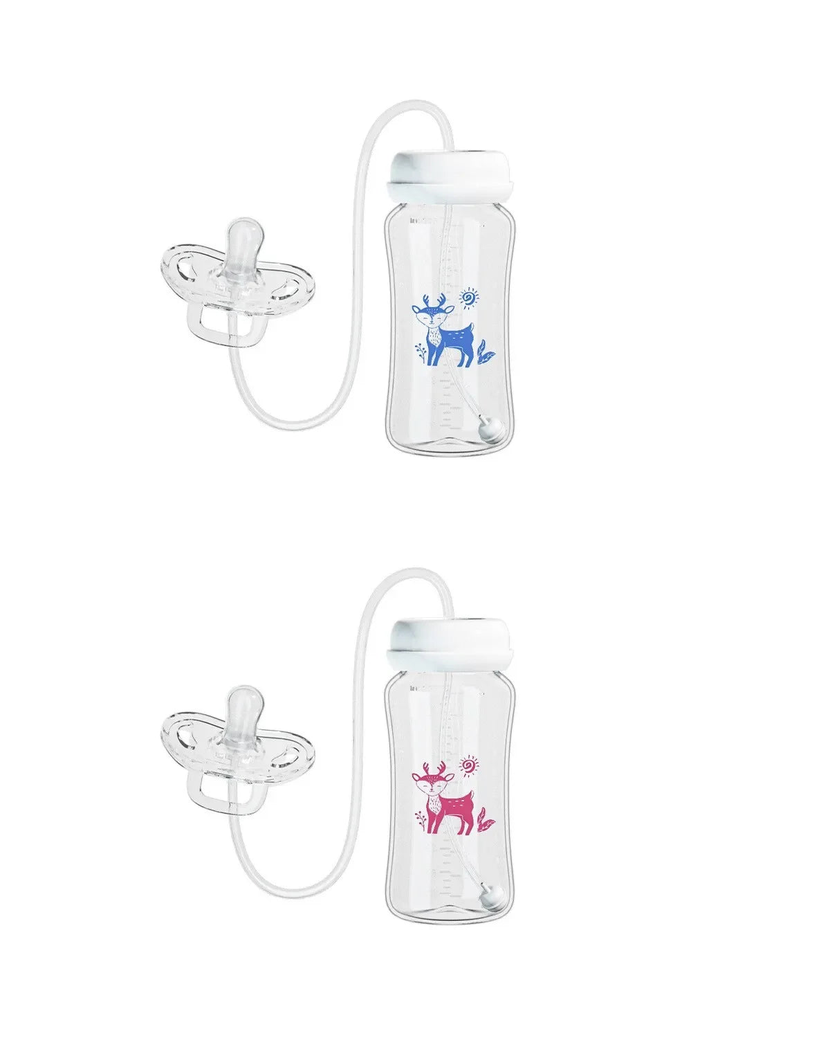 3-in-1 Freihändige Babyflasche 300ML mit Weitem Hals, Anti-Tropf-Schwerkraftstrohhalm und Milchaufbewahrungsflasche mit Sauger