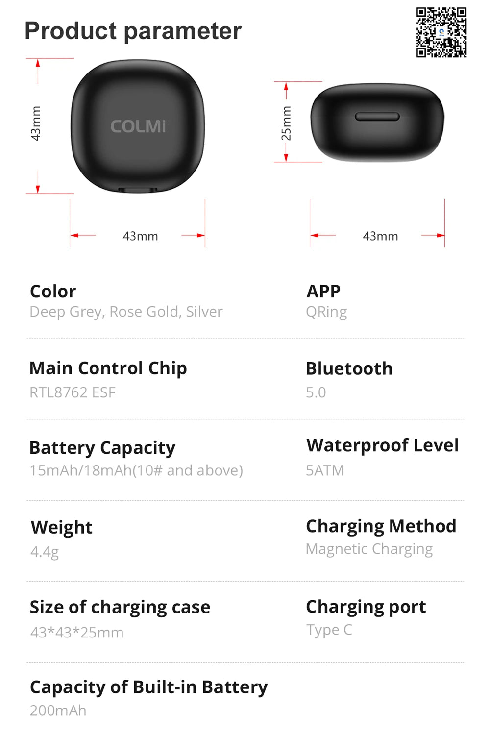 COLMI R10 Smart Ring mit Ladeetui für Männer und Frauen, Gesundheits- und Schlafmonitor, 5ATM wasserdicht, Multi-Sport-Modus