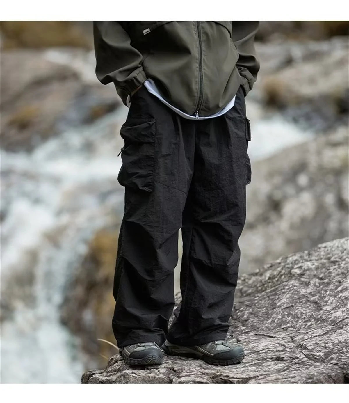 Herren Frühling und Herbst neue wasserdichte Hip Hop Bergsteiger hose lässige Harajuku Arbeits hose schwarze Cargo Outwear Hose