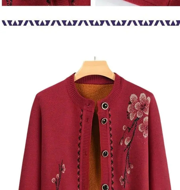 Oma Strickjacke Mittleren Alters und Ältere Frauen Pullover Mantel Frühling Herbst Warme Lange Ärmel Stricken Tops Mutter Geladen