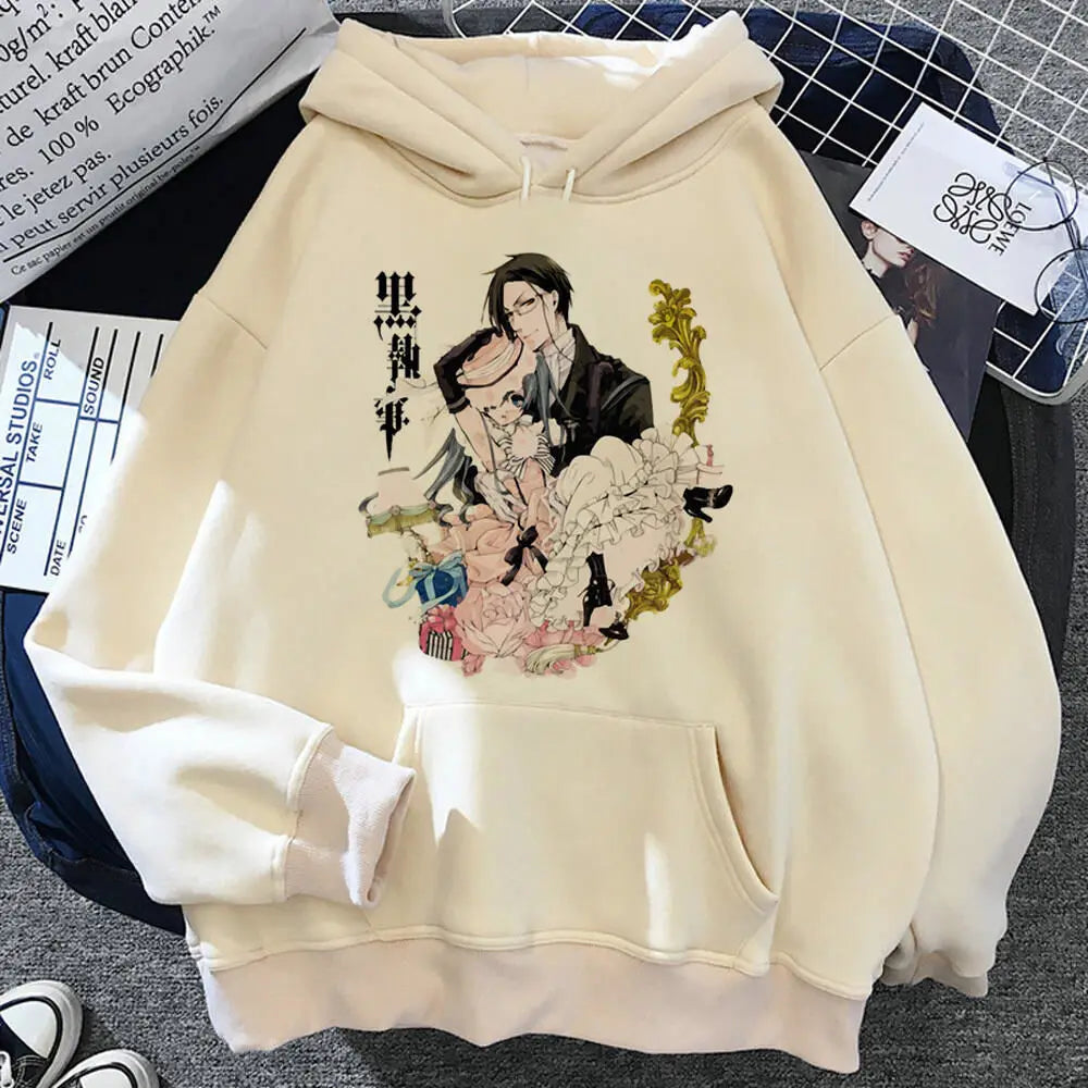Black Butler Hoodie Kawaii Anime Pullover gemusterte Kleidung für Teenager elegante weibliche Sweatshirts Trainingsanzüge gemusterter Designer