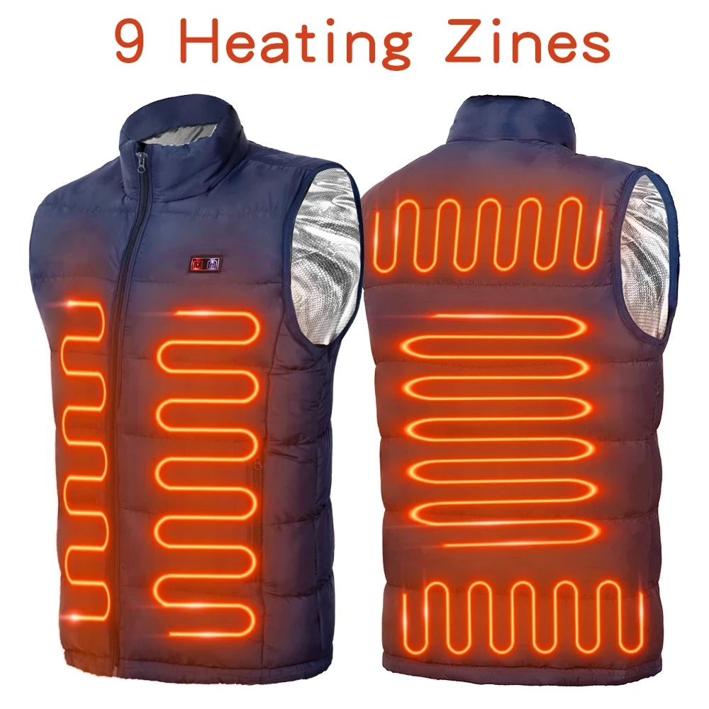 9-beheizte Weste Zonen Elektrisch beheizte Jacken Männer Frauen Sportbekleidung Beheizter Mantel Graphene Heat Coat USB-Heizjacke für Camping