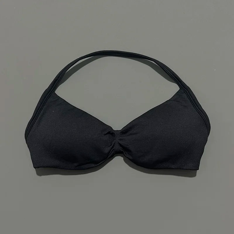 Sport-BH mit Trägern, Yoga-Unterwäsche, Damen-Gymnastik-Top, Lauftraining, rückenfreier BH, hohe Unterstützung, aktive Kleidung, Fitness, Workout, Neckholder