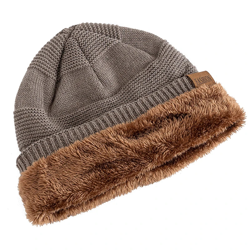 Neue Unisex Slouchy Winter Hüte Hinzufügen Pelz Gefüttert Männer Und Frauen Warme Beanie Cap Casual Label Decor Winter Gestrickte Hüte
