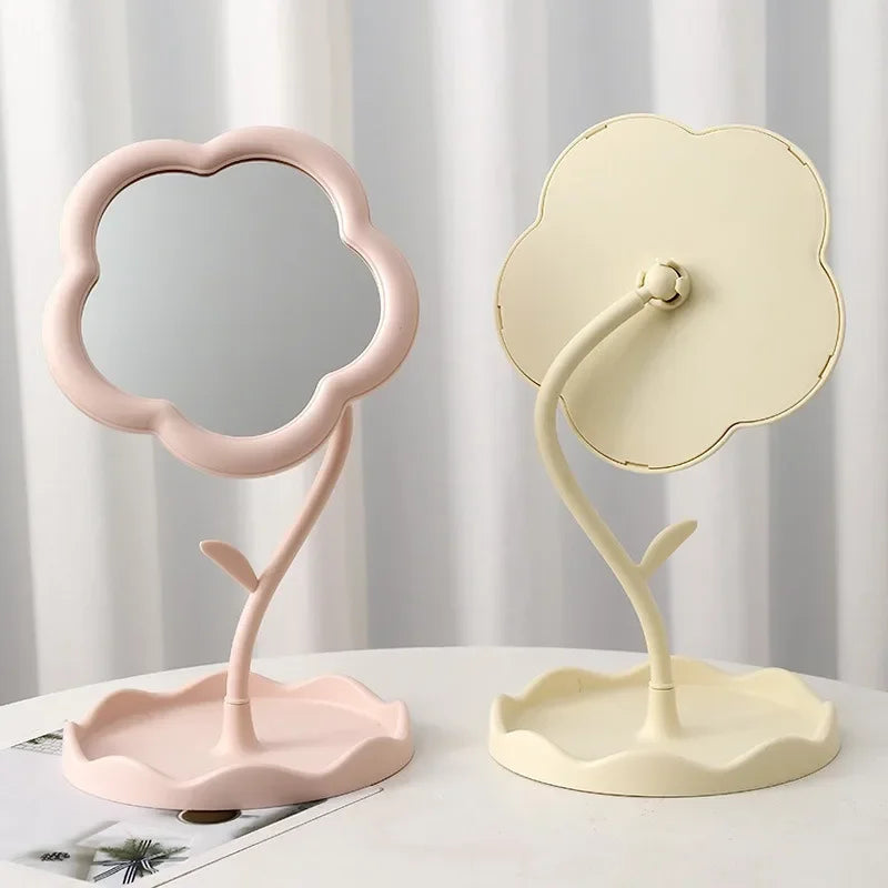 Sonnenblumen-Desktop-Schminkspiegel für Studenten, Blumenschönheit, Schminktischspiegel mit hängendem Schmuck-Organizer für Mädchen