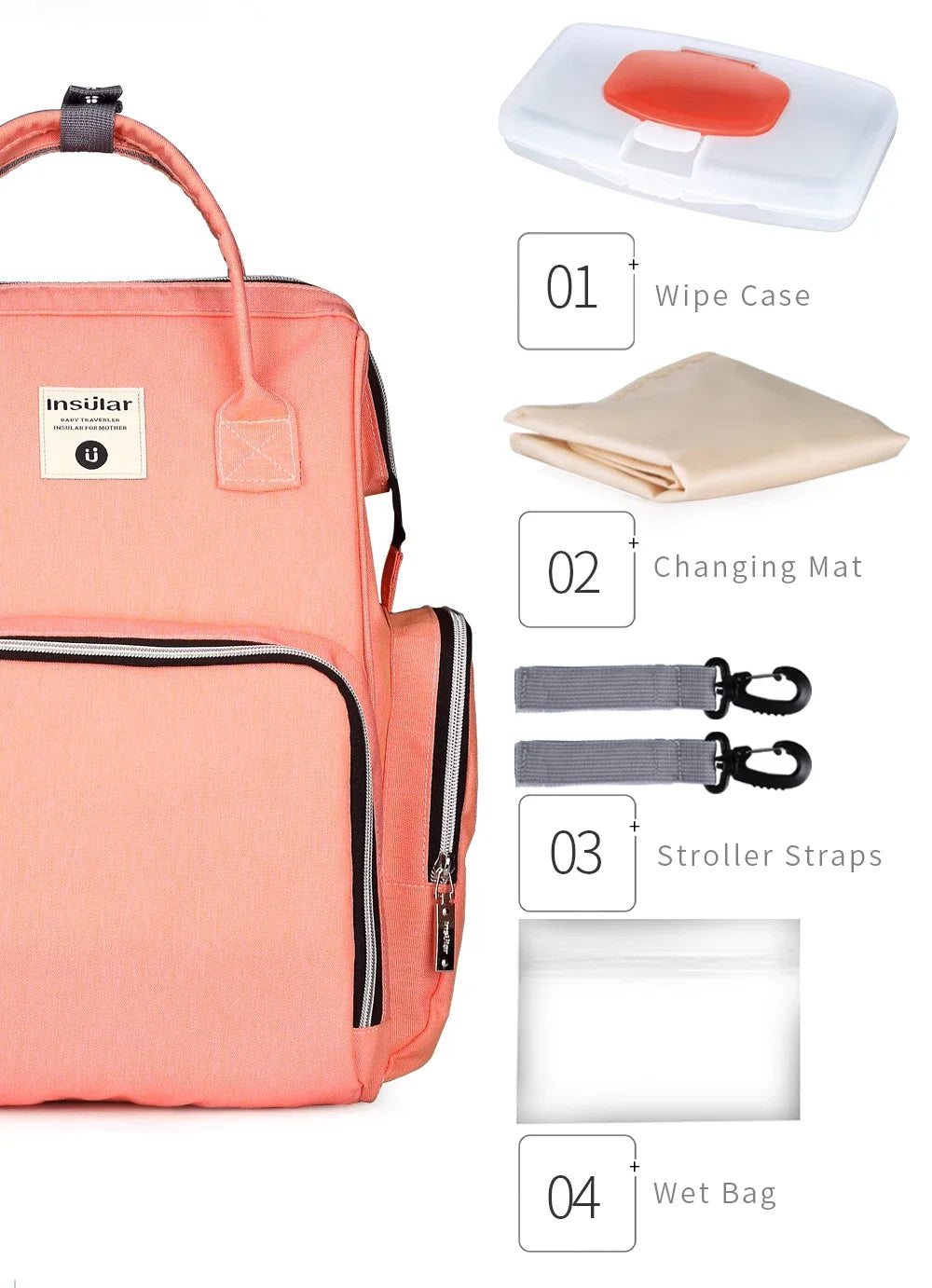 Insular Thermotasche für Kinderwagen und Babyflaschen, Babywindelrucksack, Mutterwindel, Reisetaschen, Babywindeln, Handtasche