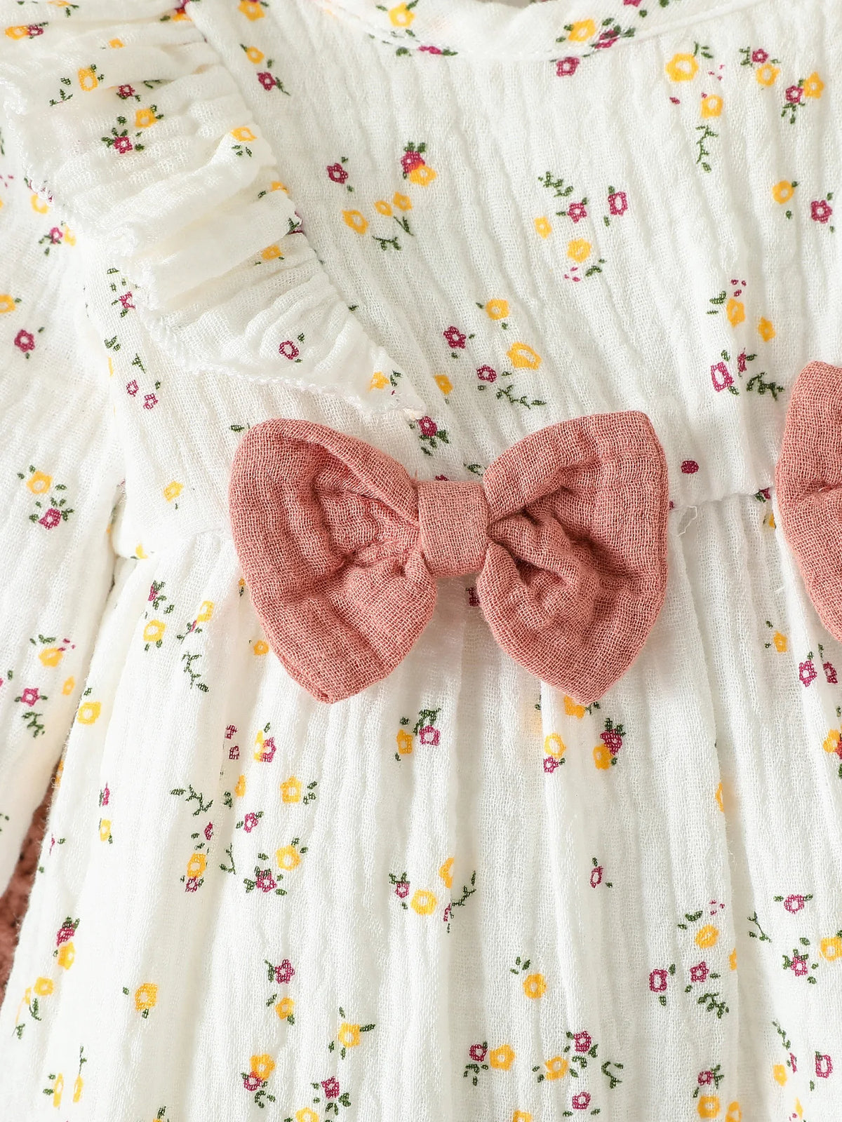 Baby Mädchen Sommer Langarm Druck Liebe mit Schleife für lässigen täglichen Baumwolloverall