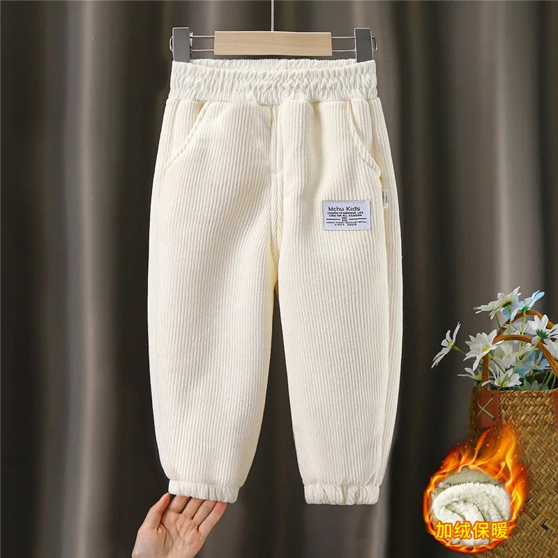 Winter Jungen warme Hosen große Kinder dick plus Samthose Kinder gepolsterte Baumwolle lange Hosen Herbst Teen lässige Cordhose