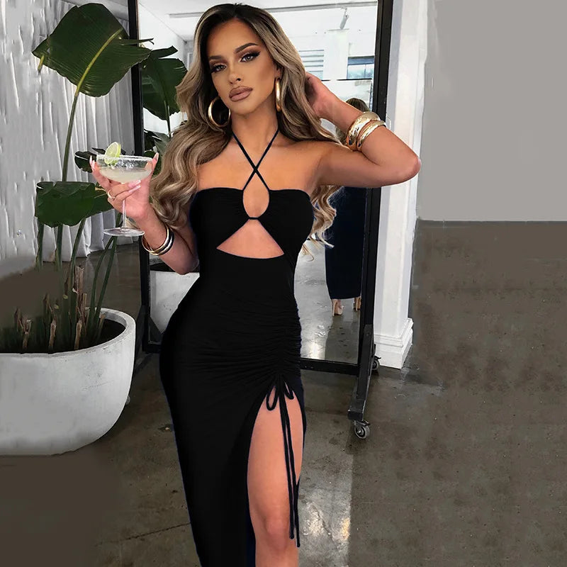 Ärmellose Sexy Weibliche Midi Backless Kleider Schlank Nacht Club Party frauen Kleid Bodycon Vestidos Elegantes Para Mujer