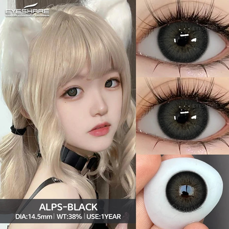 EYESHARE Beliebte farbige Kontaktlinse für Augen, schwarze Linse, Augenmode, braune Schönheit, farbige Schüler, graues Kontakt-blaues Augen-Make-up