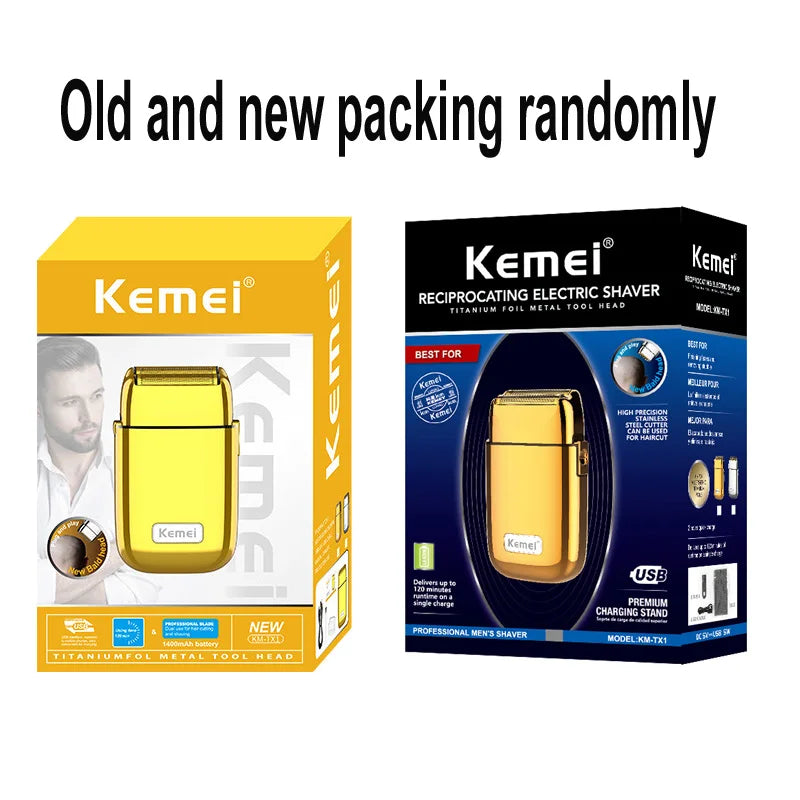 Kemei TX1 Ganzmetall-Elektrorasierer Männer Elektrorasierer Wiederaufladbarer Bartrasierer Schwimmender Haarschneider Gesichtspflege Rasiermaschine