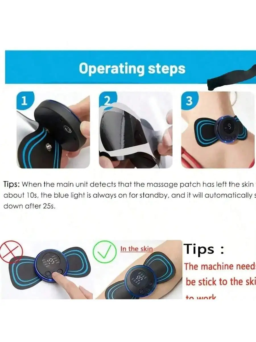 2026 Elektrisches EMS-Nackenmassagegerät, Mini-Hals-Rückenpflaster, Stimulator, Massageador-Matte, tragbare Gel-Pad-Aufkleber, schlank, wiederaufladbar