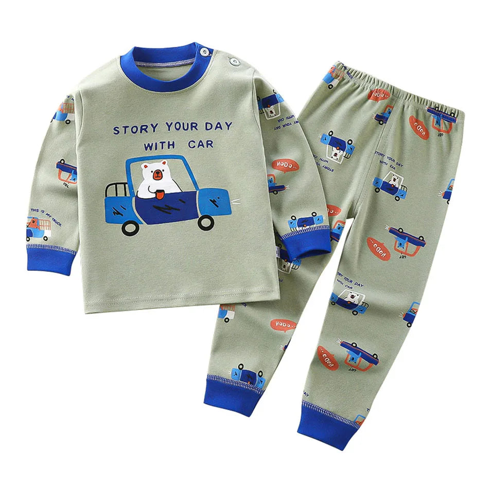 Baumwolle Kinder Pyjamas Set für Jungen Mädchen Herbst und Winter Cartoon Schlafen Loungewear Kinder Nacht Nachtwäsche Hause Tragen Kleidung