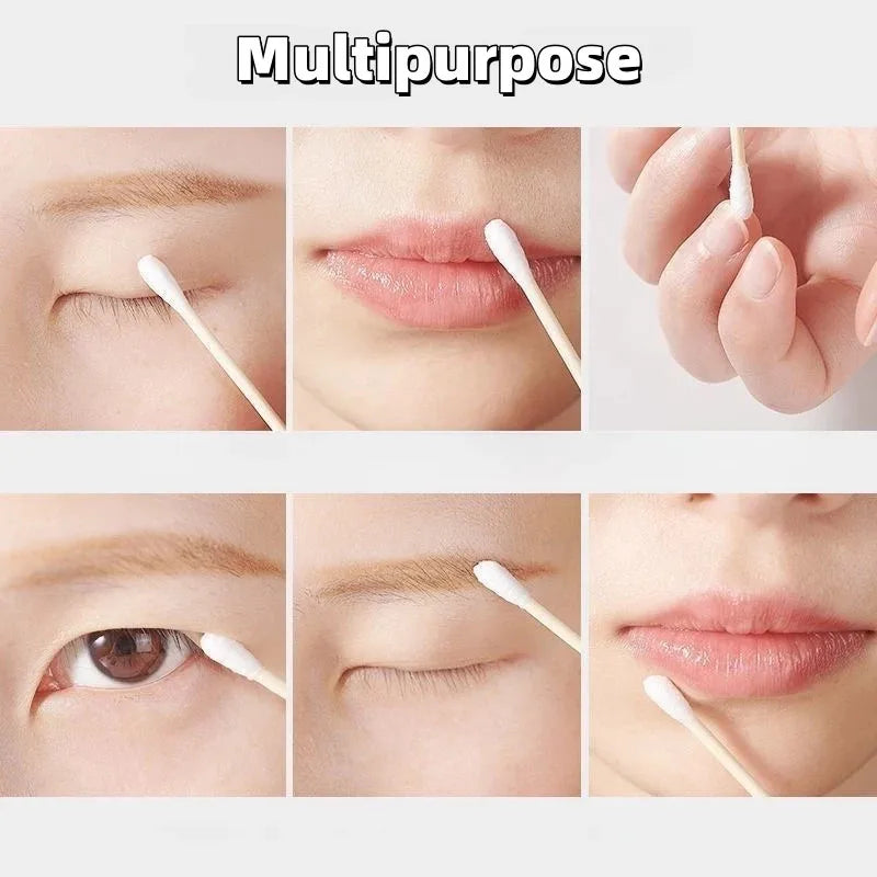 1500/500 stücke Runde Headed Baumwolle Tupfer Doppel Headed Frauen Make-Up Baumwolle Knospen für Holz Sticks Nase Ohren Reinigung gesundheit Pflege Werkzeug